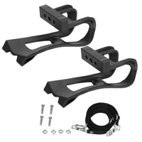 plastic black adjustable bike pedals straps anti slip toe clip belt bicycle accessory