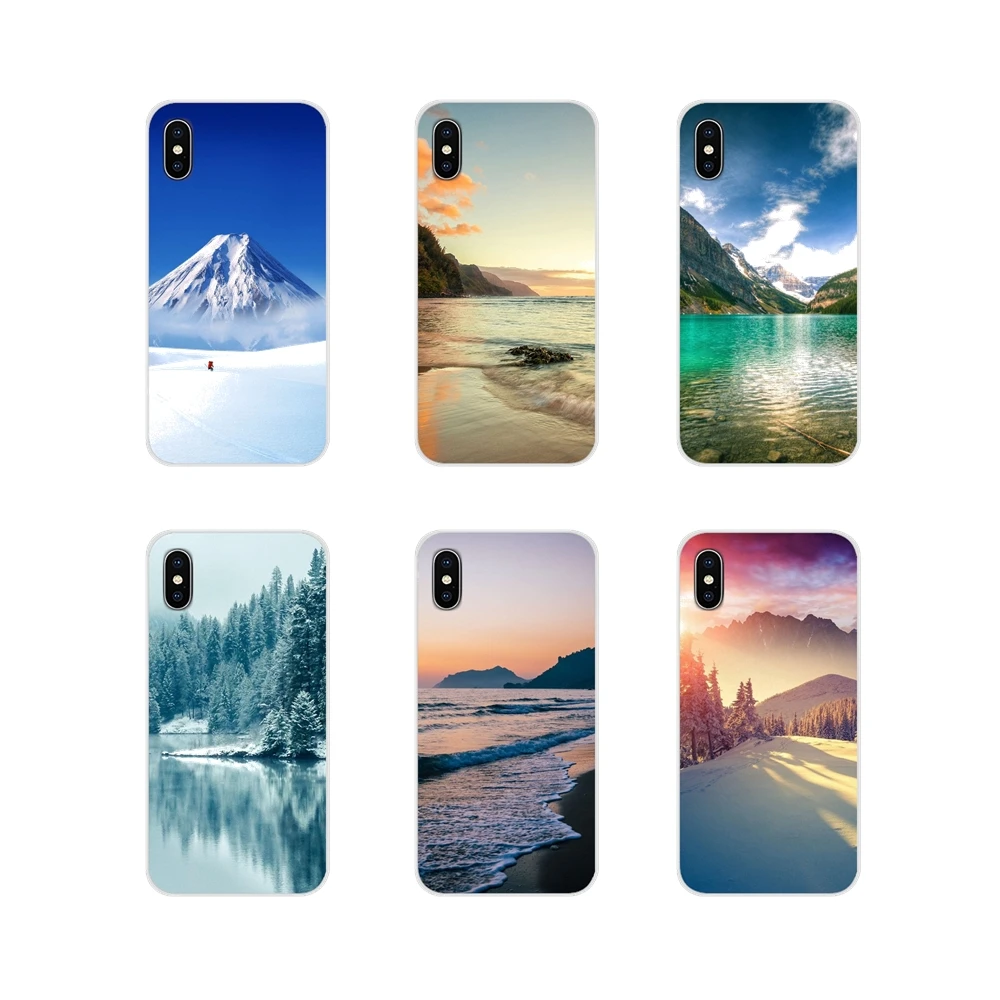 С изображением заснеженной горы пейзаж фоны для фотографирования морские волны