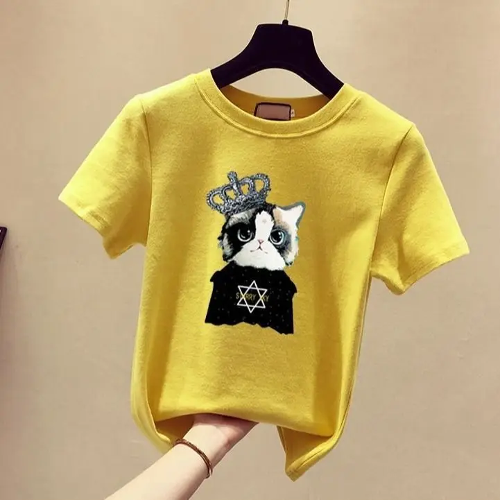 

2021 new large women's short sleeve T-shirt loose and thin top