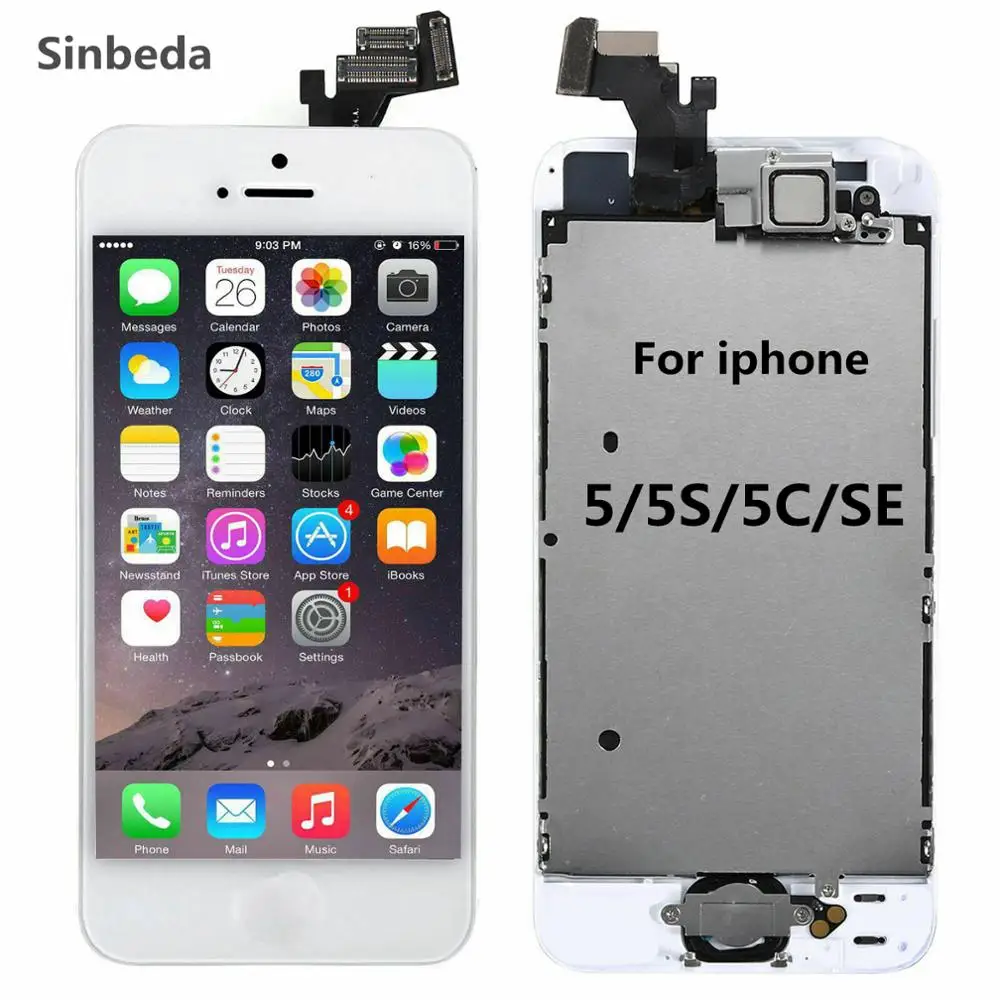 

100% Tested Display For iPhone 5 5s 5c LCD Touch Screen Digitizer Assembly+Home Button +Front Camera+Ear Speaker Full Screen