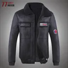 Мужская замшевая куртка-бомбер, зимняя мотоциклетная куртка из искусственной кожи, на флисе, с меховым воротником