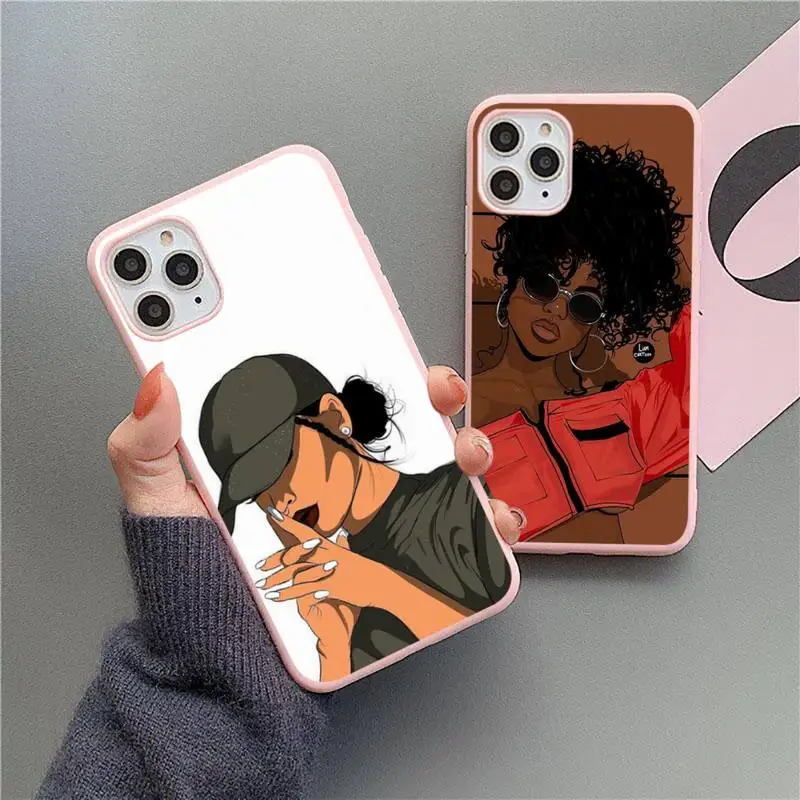 

Black Fro Cotton Candy sexy women Phone Case Candy Color for iPhone 11 12 mini pro XS MAX 8 7 6 6S Plus X 5S SE 2020 XR