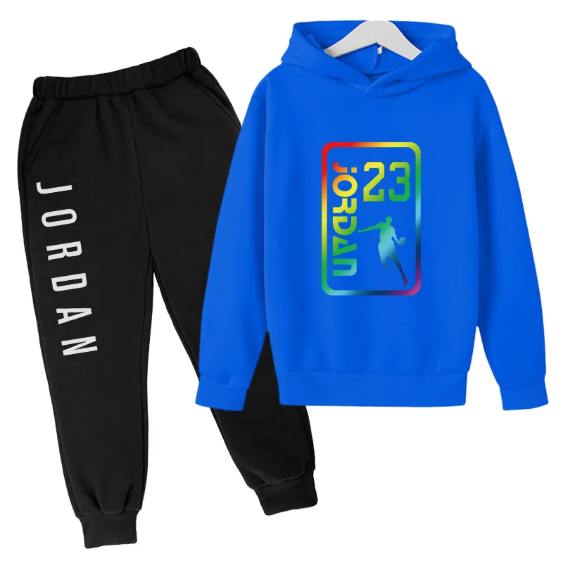 

Spring Children's Hoodie+trousers Boys Two-piece Girls Sweatshirts Youth Leisure Track and Field Tide Brand Jogging Suit 4T-14T