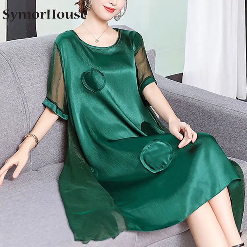 SymorHouse новое летнее элегантное темпераментное шелковое красное платье для женщин