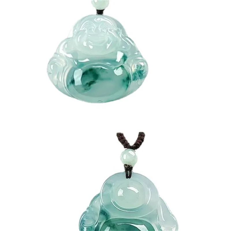 Real Burma Jadeite Buddha Pendant Feng Shui Charm Necklace Men Women Myanmar Emerald Jades Stone Statue Lucky Amulet Gift | Украшения и