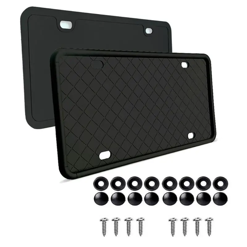 

2023 2Pcs Silicone Rust-Proof License Plate Frame with Drainage Holes Weather-Proof