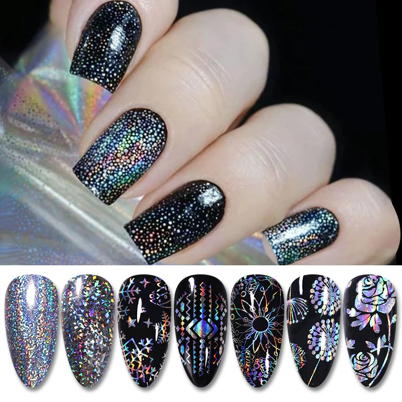 4*100 см роза кружево Голографическая фольга для ногтей геометрический дизайн