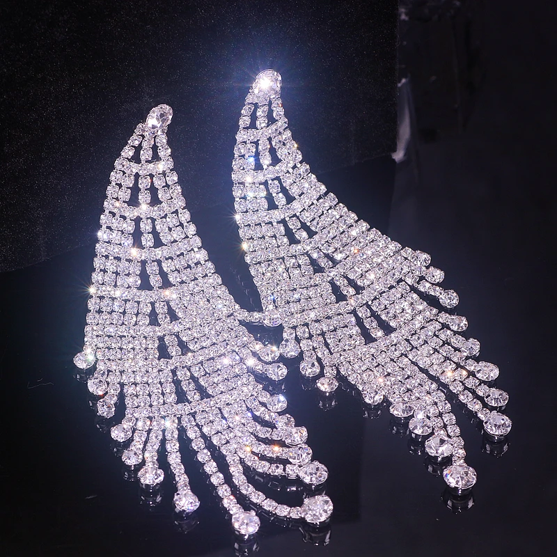 Классические Серьги с драгоценными камнями длинной кисточкой серьги свисающие