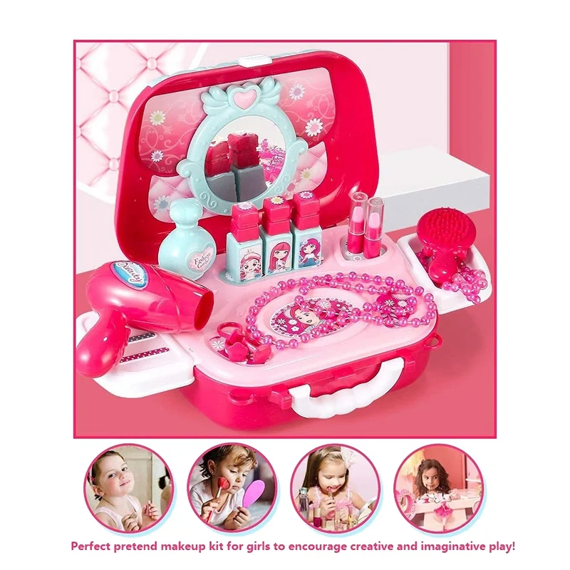 

Pretend Play Makeup Toy Set with Crossbody Shoulder Bag,Toys for 3,4,5 Yrs Toddlers Make Up Play Girl Birthday Gift Set