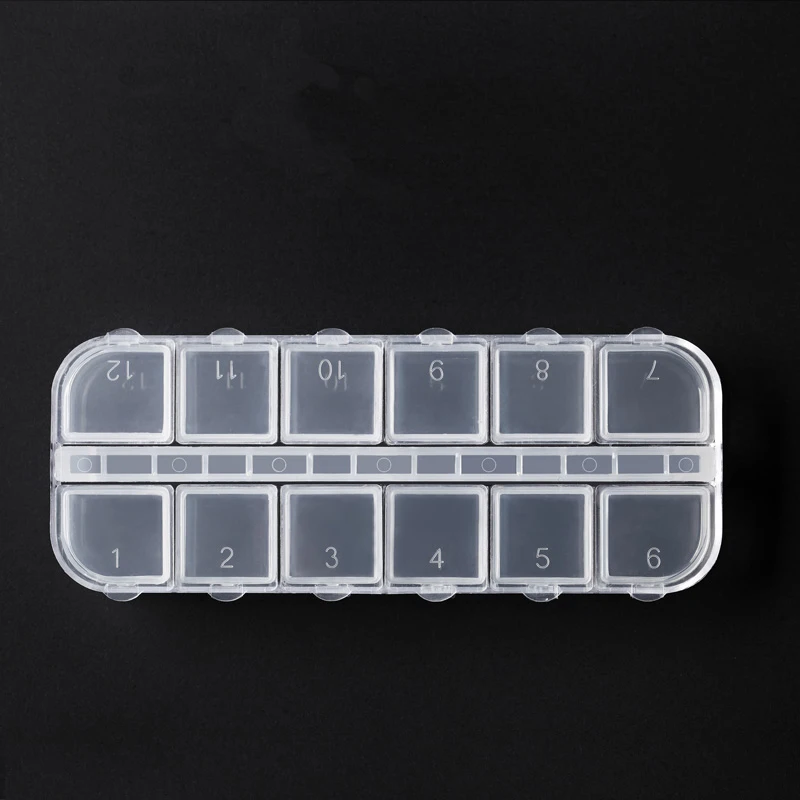 

12 Hloes Dental Storange Box Container with Individual caps for Dental Orthodontic Brackets/Buccal tubes/Bands Parts Case Box