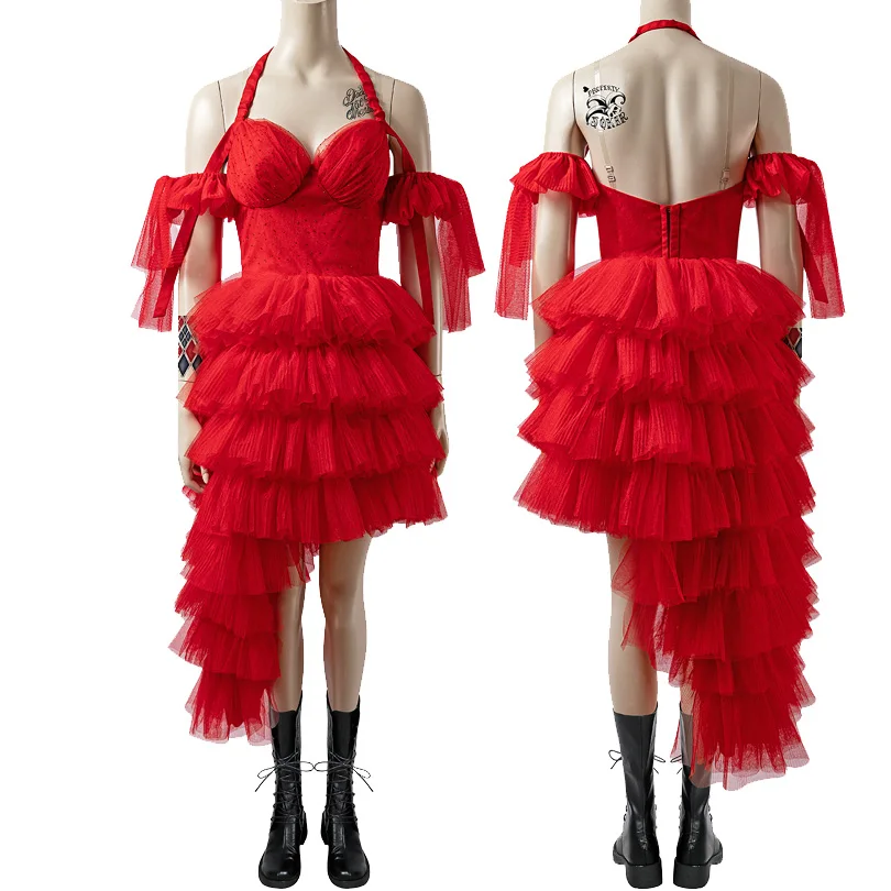 Красное платье для косплея самоубийцы девочек костюм Хэллоуина праздничные