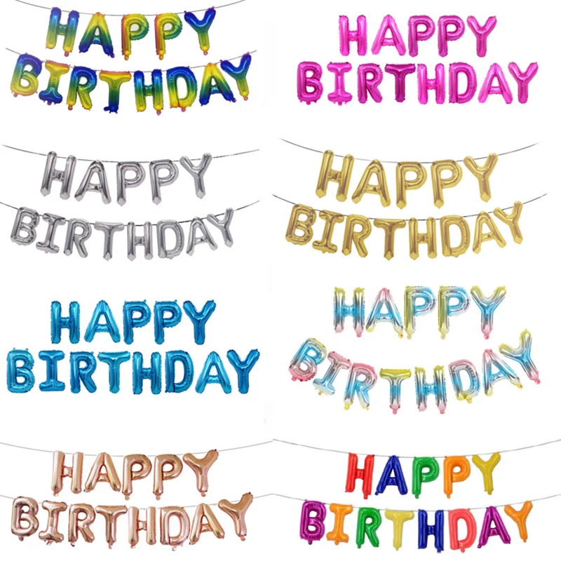 16 дюймов буквы фольгированные шары С Днем Рождения мальчик/девочка с днем