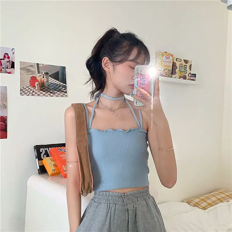 

Women Corset Tops Romantic Summer Sleeveless Top Halter Small Sling Vest For Women Tank Camis Crop Top For Women