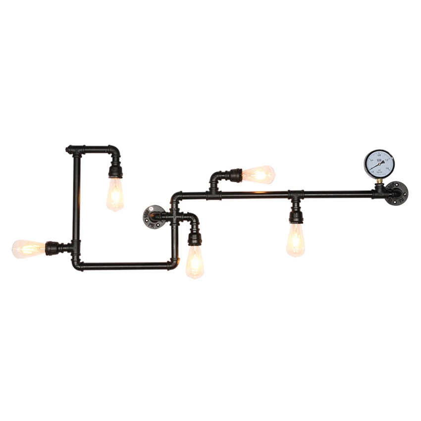 

Retro water pipe metal wall lamps dining room loft bar American balcony industrial iron wall sconces lights decor aisle lighting