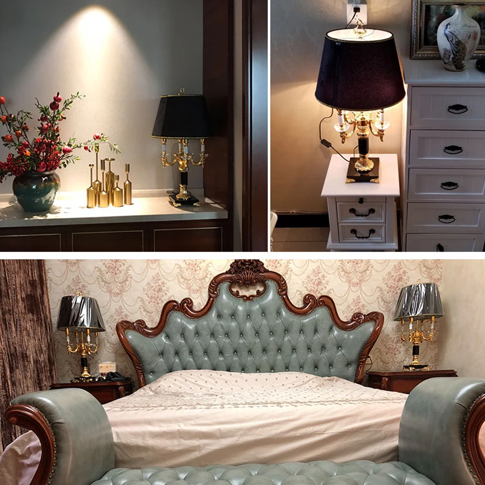 European style living room table lamp black white bedside lights height 78cm