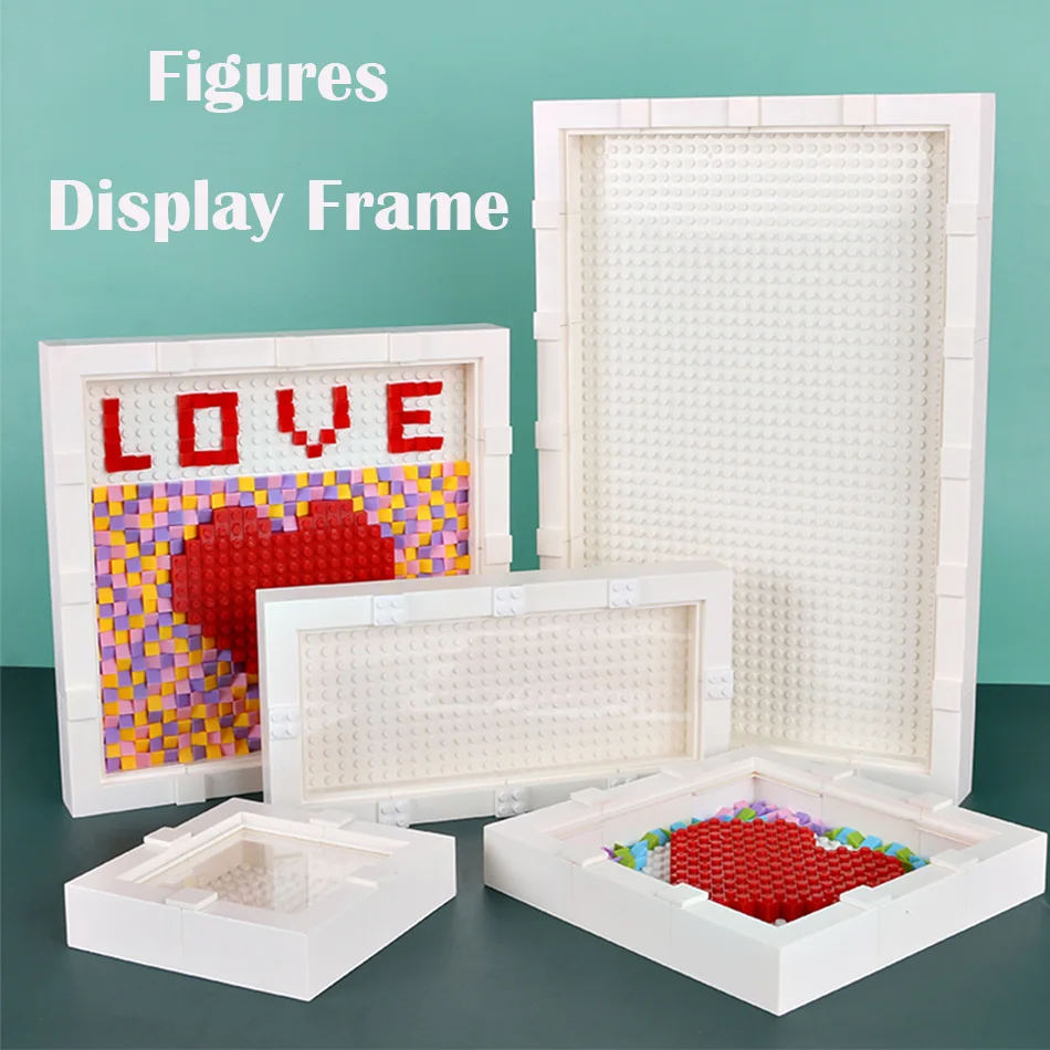 New Display Frame Case for Figures Collection with Classic Dots Base Plate Creative DIY MOC Building Blocks Set Kids Toys
