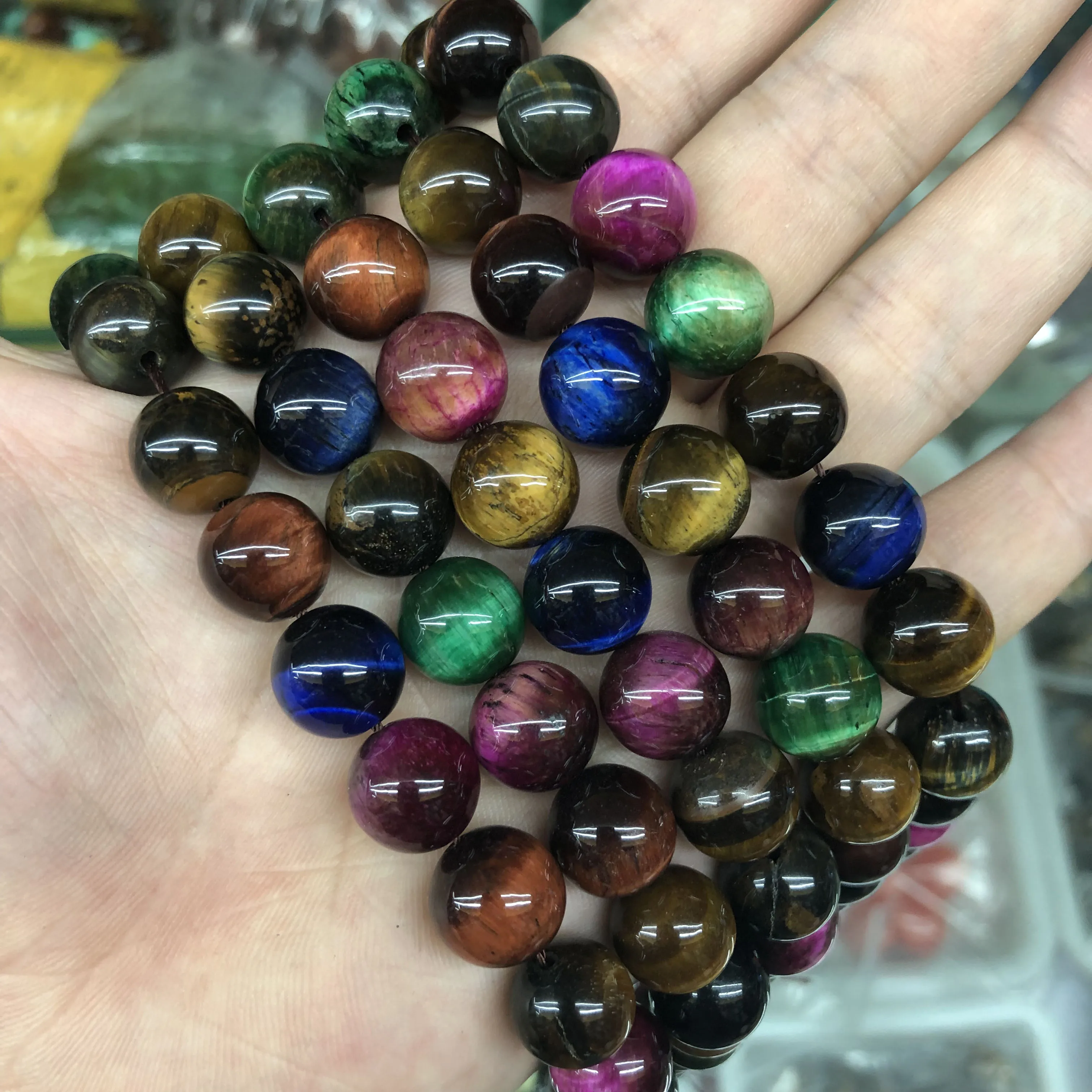 Natural Stone Red Green Yellow Blue Tiger Eye Agates Beads Round Loose Bead 15&quot 4 6 8 10 12 14MM For Jewelry Making DIY Bracelet |
