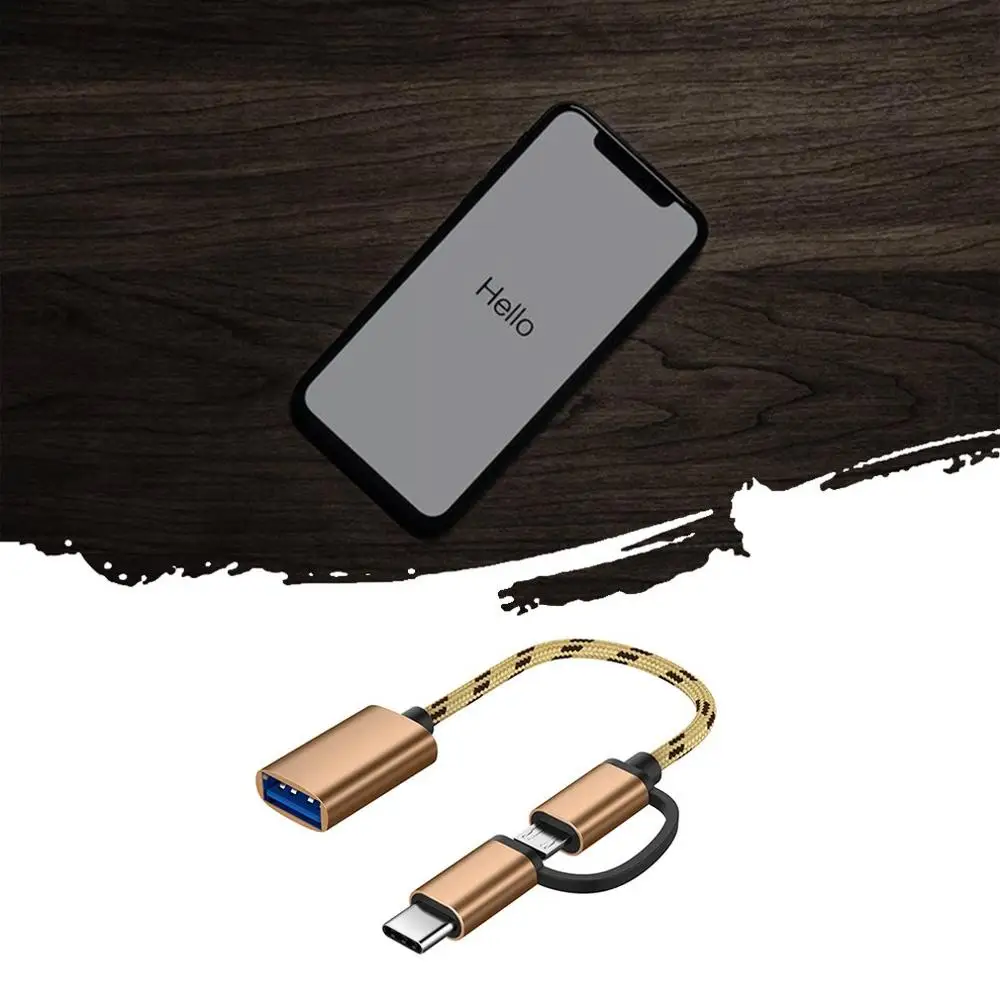 

2 in 1 Type-C Male + Micro USB Male To USB 3.0 Female Interface Cable OTG Adapter Fast transfer date Cable For Android Samsung