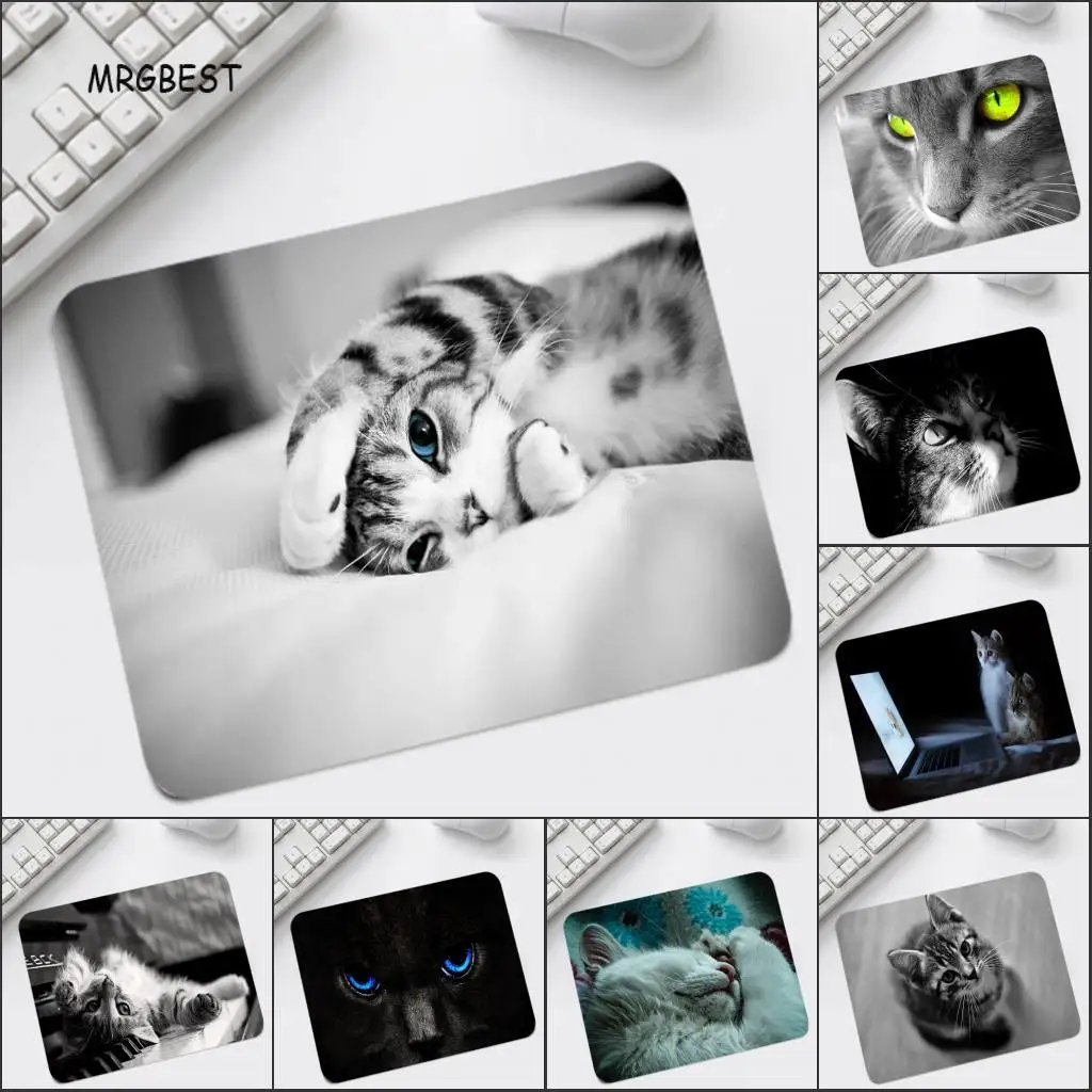 

Big Promotion Cute Cat Pads Black and White Mice Mat Printed Mouse-pad 220x180mm Computer Accessories Softy Rubber Desk Play Mat