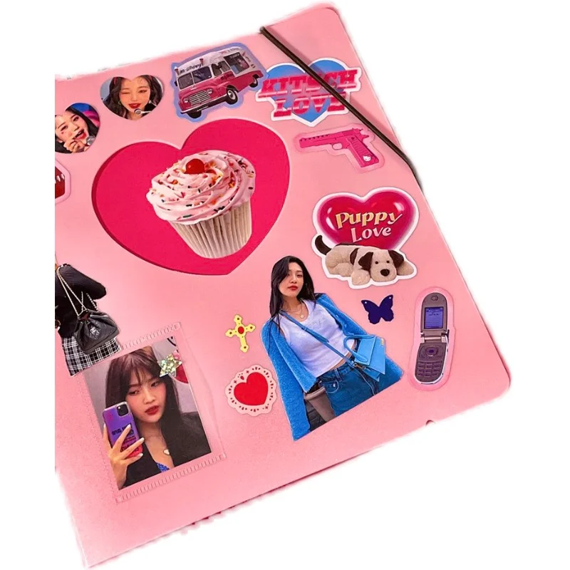 

20 Pockets Korean Ornament Stationery Stickers Loose -Leaf Storage Organizer Two -Hole Kawaii Love Cover Storage Desk Organizer