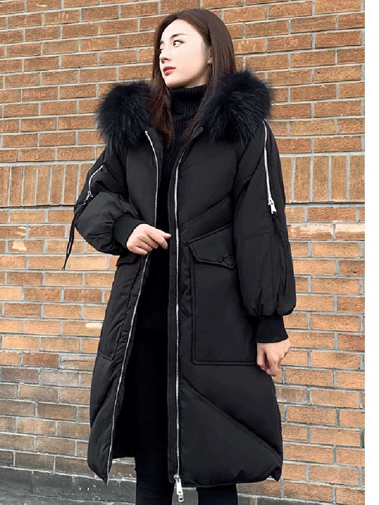 2021 женские пуховое пальто с натуральным мехом на капюшоне Женские теплые парки