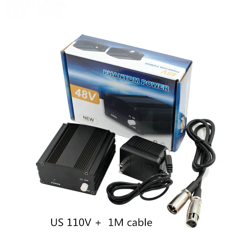 US plug with cable 48 В Phantom power для BM 800 конденсаторный Студийный микрофон Запись пения под караоке питания оборудование ЕС вилка аудио адаптер DC power - Цвет: US plug with cable