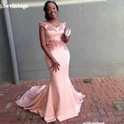 Женское атласное вечернее платье Sevintage, длинное розовое платье-русалка, с кружевной аппликацией, для выпускного вечера, для особых случаев, размера плюс