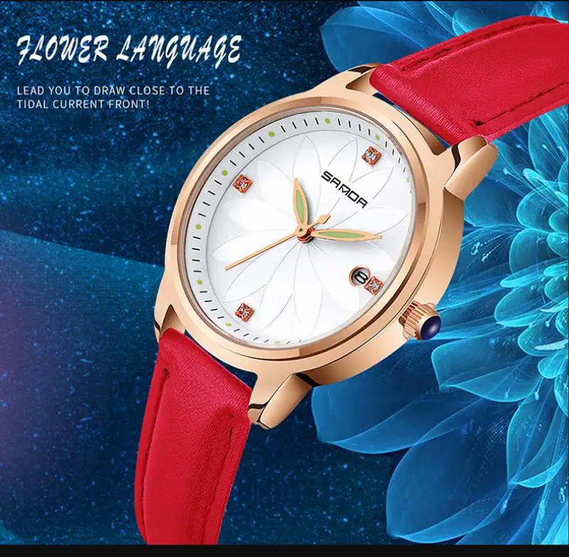 Sanda новые модные женские часы лучшие брендовые изысканные кварцевые с цветочным
