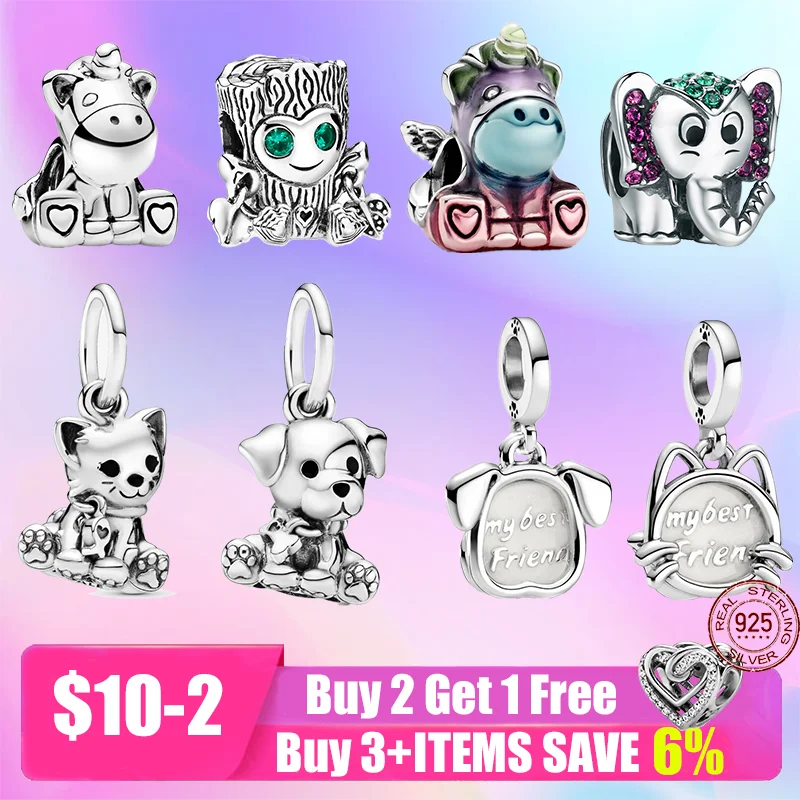 

New 925 Silver Accessories Lovely Pet Charm Bead Fit Pandora Charms Silver Beads Bracelet For Women DIY Jewelry Gift