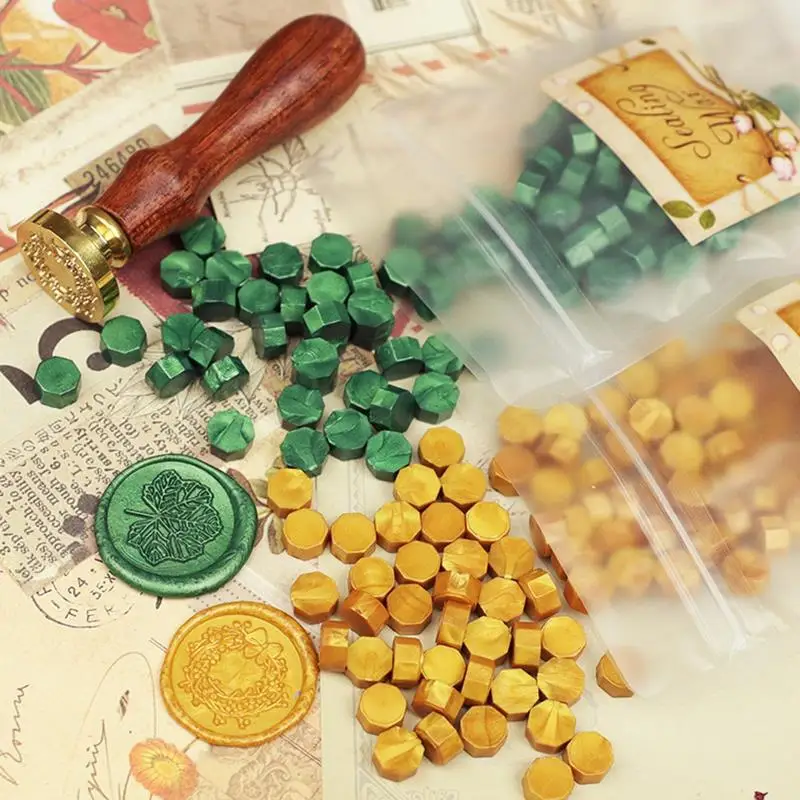 100pcs Retro Octagon Sealing Wax Beads Seal Stamp Beaded For Wedding Vintage Craft Decor Card Making Tools Hobby | Дом и сад