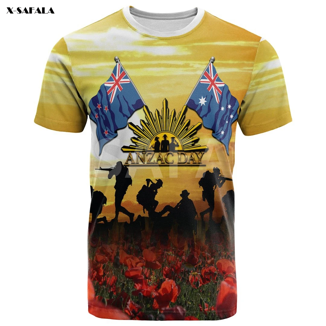 

2022 Australia Aboriginal Naidoc Week Anzac Day Army 3D Fashion Over Printed Round Neck T-Shirt Men Women Harajuku Casual Tee