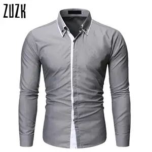 Camisas бросился дропшиппинг Для мужчин Мода 2016 года Для мужчин с длинными рукавами рубашка сплошной Цвет лацкане бренд Повседневное  2XL, размер 2XL = США L, gx70