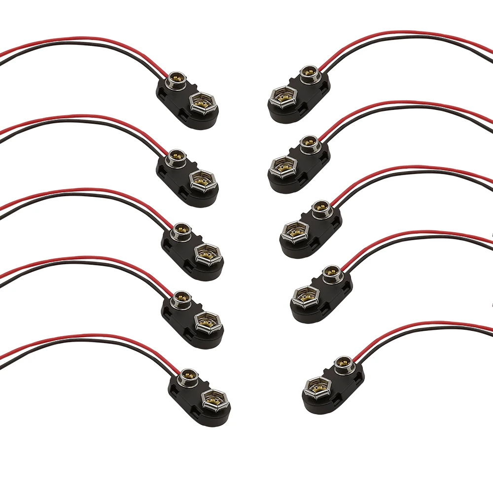 

10Pcs 9V Battery Snap Connector Clip I Type 9 Volt Battery Buckle Holder Lead Wire Length 15cm