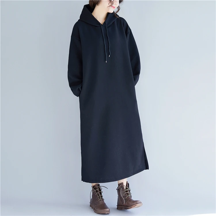 2019 новый теплый простой с Капюшоном Повседневный свободный большой размер плюс