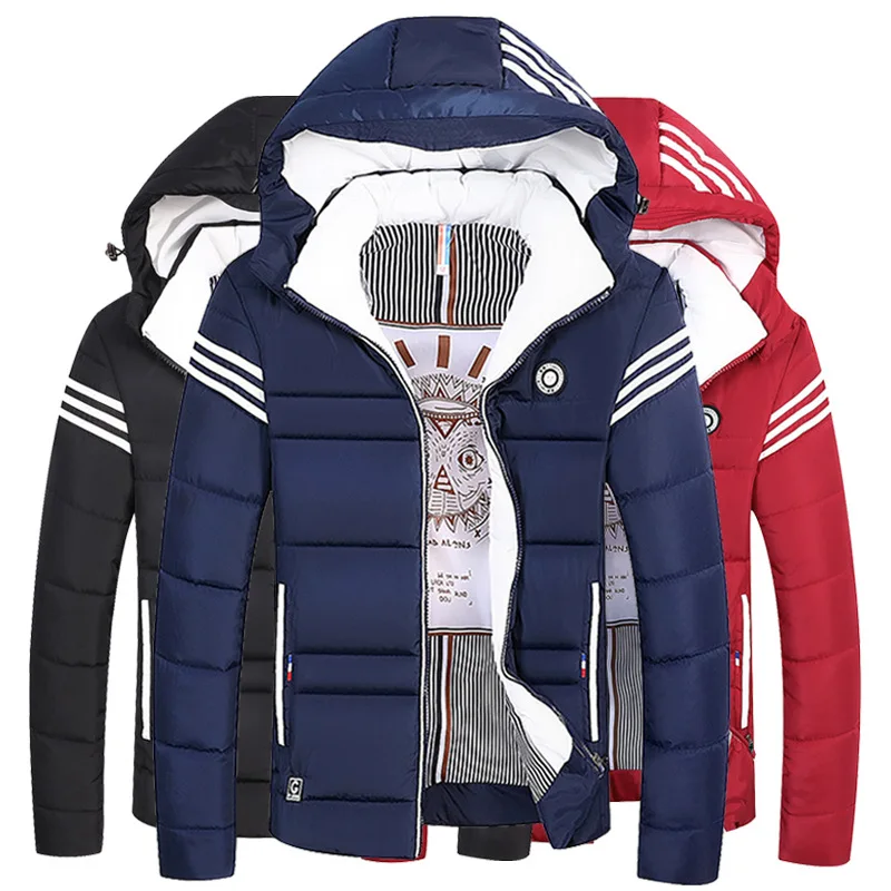 

Men's Winter Thick Short Coat Youth Warm Cotton Jacket Single-breasted Casual Thick Warm Hooded Jacket