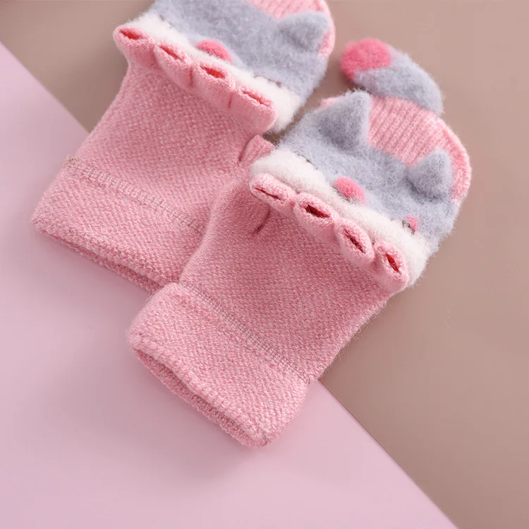 Winter baby half finger warm gloves boys and girls lovely carton kids knitting with high quality 3 yards | Детская одежда и обувь