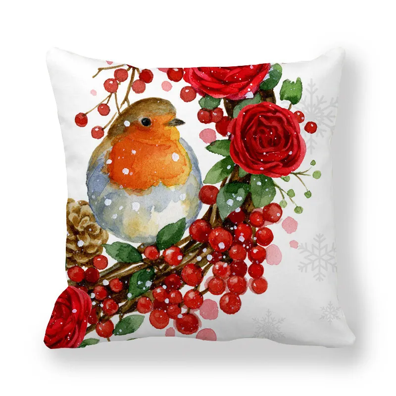 Christmas-2 Зимняя Рождественская серия, декоративная наволочка из кожи персика, Робин, гирлянда, снежинка, принт, украшение для гостиной, наволочка для подушки - Цвет: Christmas-2