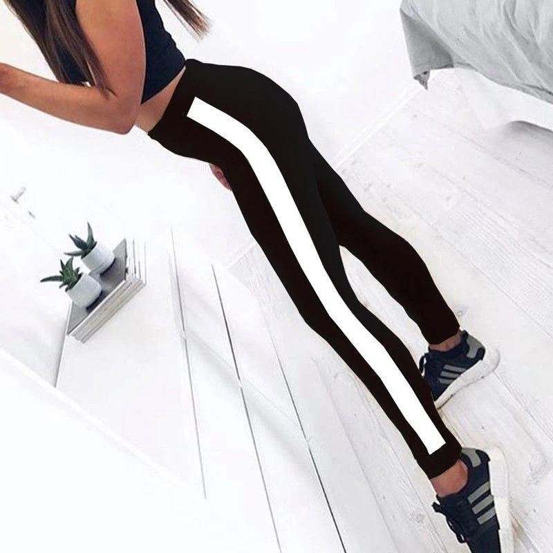 

Kayotuas Women Leggings Streetwear Patchwork Sports Fitness Joggers High Waist Push Up Long Striped Stretch Hot Trousers