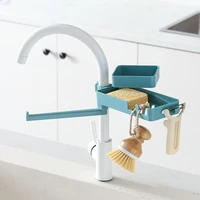 3in1 double layer sink hanging rack rotary water faucet storage holder dish cloth clip shelf drain dry towel organizer