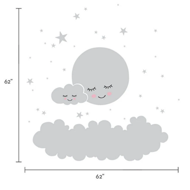 Луна звезды Наклейка на стену облако Детская s для детской комнаты