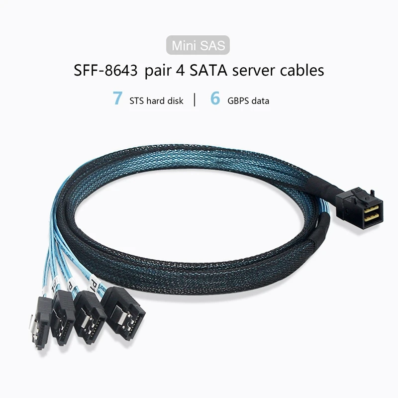 

Mini SAS HD SFF 8643 To 4 SATA SATA3.0 Hard Disk Cable 6 Gbps Server External Hard Disk Adapter Cable 50Cm