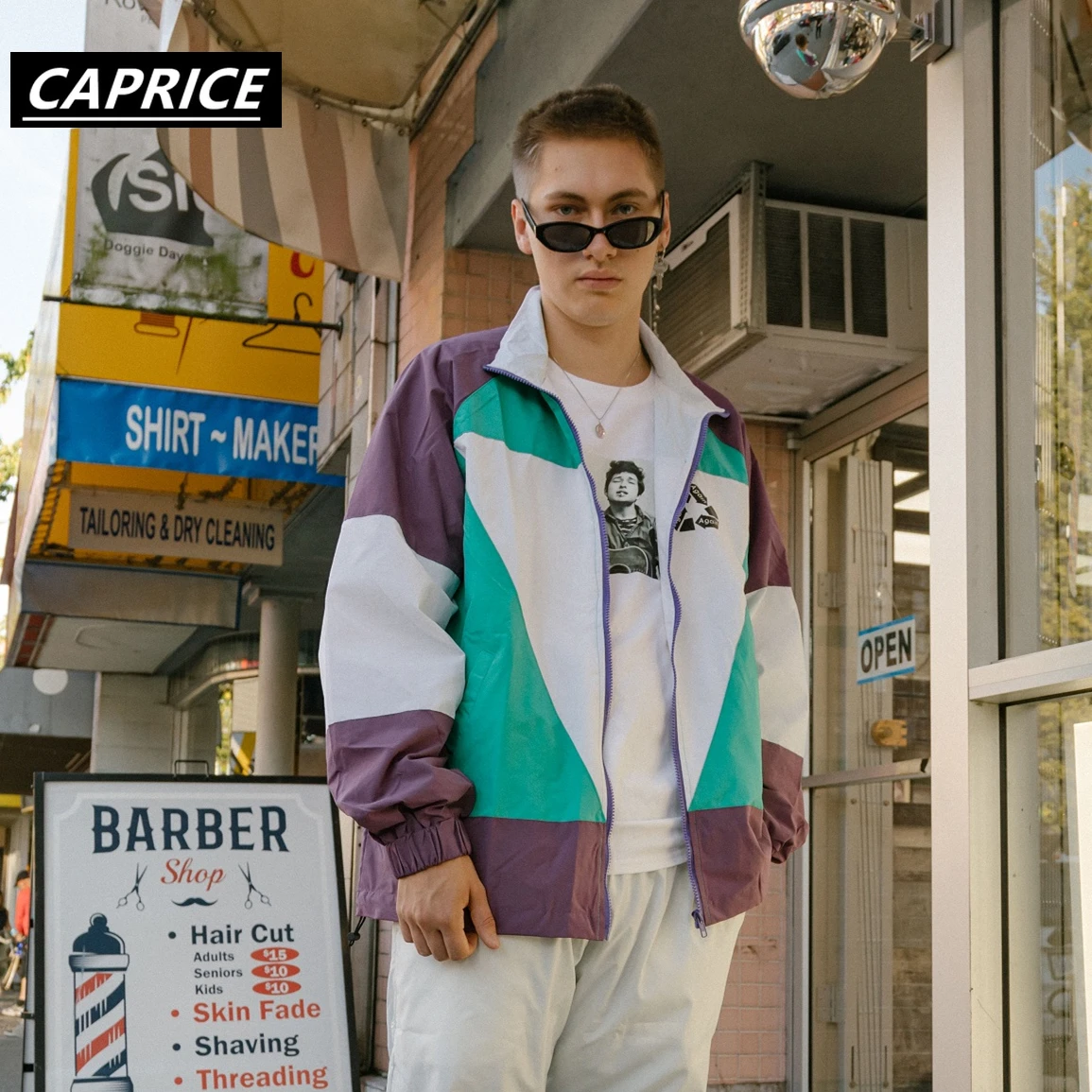 Лоскутные мужские куртки со стоячим принтом 2019 осенние модные повседневные топы