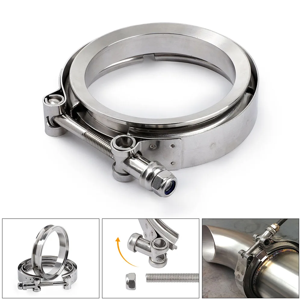

4" Car 304S Stainless Steel Exhaust Flange Clamp V band Clamp Flange Kit For S369 SX SX-E S200 S300