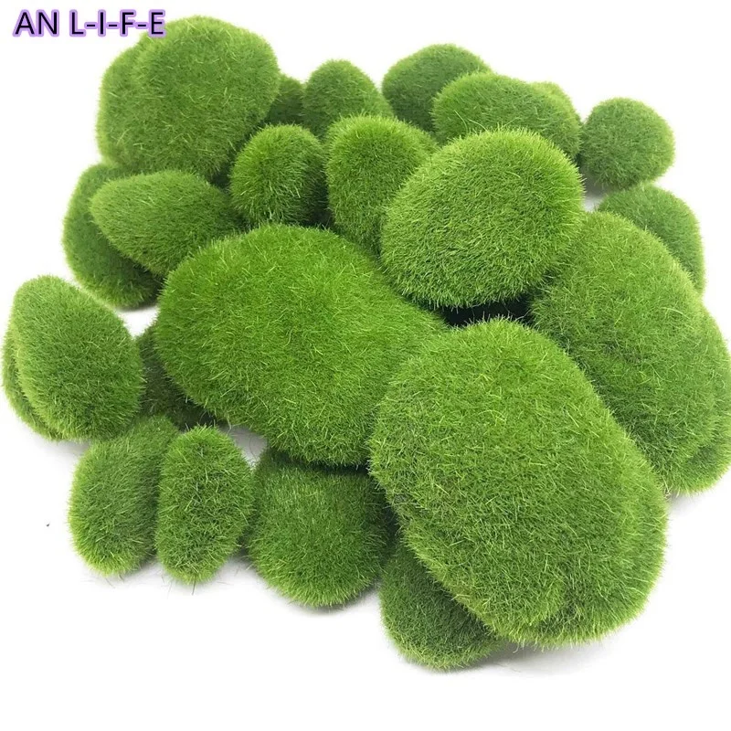 

30pcs3Size Artificial Rocks Decorative Green Moss Ballsfor Floral Arrangements Gardens and Crafting