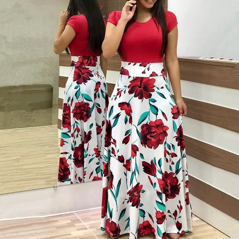 LEOSOXS новое летнее платье в богемном стиле с цветочным принтом круглым вырезом