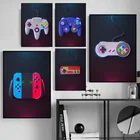 Картина на холсте для игр в ретро-стиле, Подарочные плакаты и принты для видеоигр, геймпад с контроллером, Настенная картина для мальчиков, декор для детской комнаты