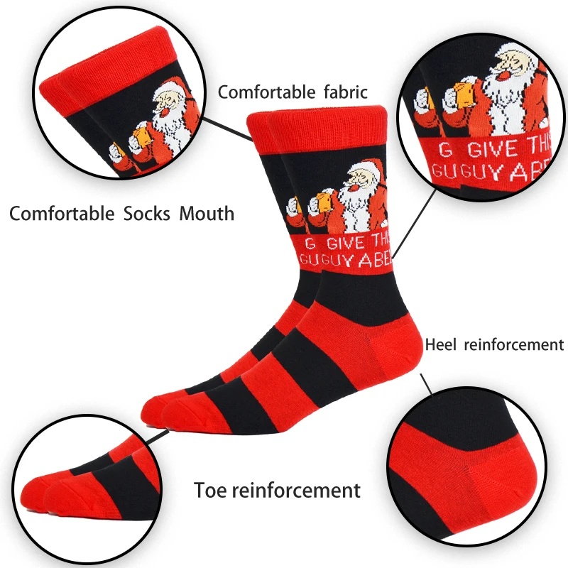 Men crazy Christmas Socks Funny Xmas Santa Claus Tree Snowflake Elk Snow Cotton Tube Novelty  Happy Sock Women New Year Gifts