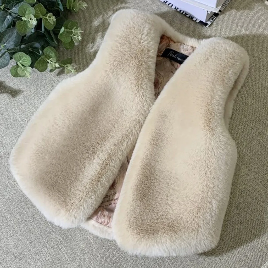 Жилет из искусственного меха детский жилет для маленьких девочек зимнее теплое