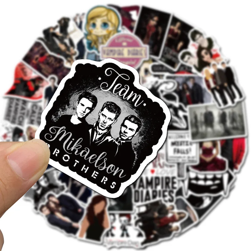 50pcs american tv series the vampire diaries stickers for diy toy luggage laptop skateboard scrapbook mobile decals sticker f5 free global shipping