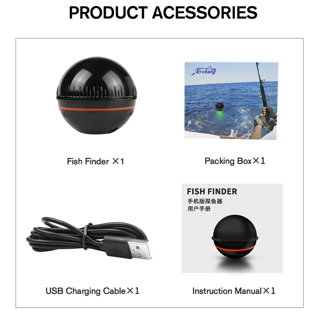 

48m Smart Bluetooth Detector Fish Finder Sonar Fish Finders Fishing Lure Echo Sounder Fishing Finder Lake Sea Fishing